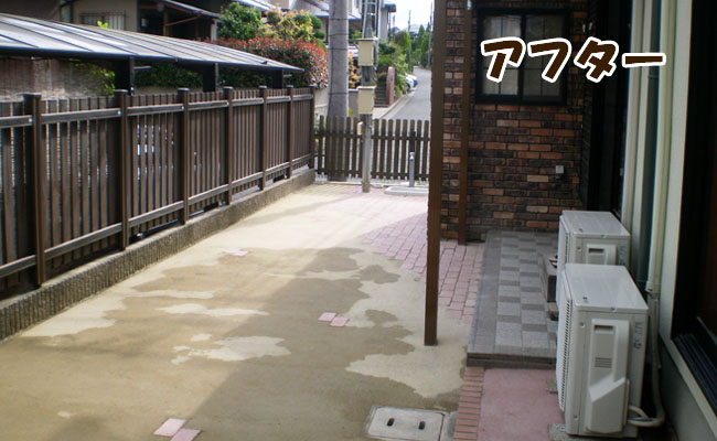 "固まる土とレンガ敷きで雑草対策をした施工後のおしゃれなお庭"