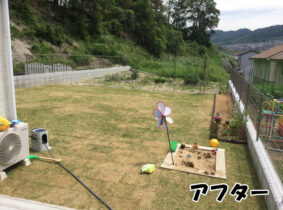 庭にテラスと芝生と門扉を作った工事 | 奈良の庭リフォーム・外構