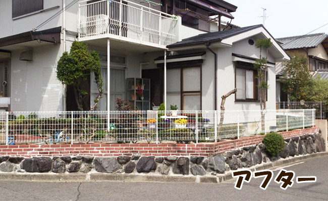 大和郡山市の外構工事で新しく設置した風通しの良いメッシュフェンス